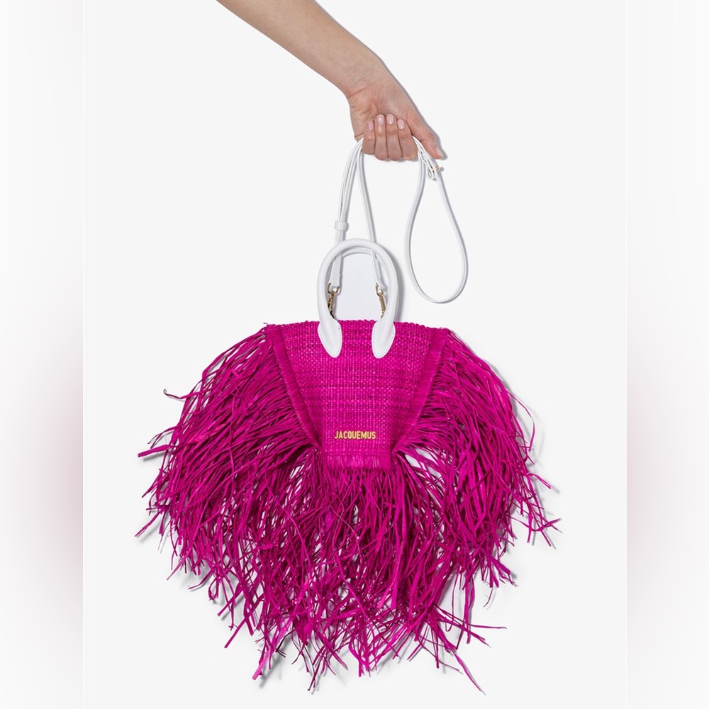 Jacquemus le petit baci fringed raffia mini bag